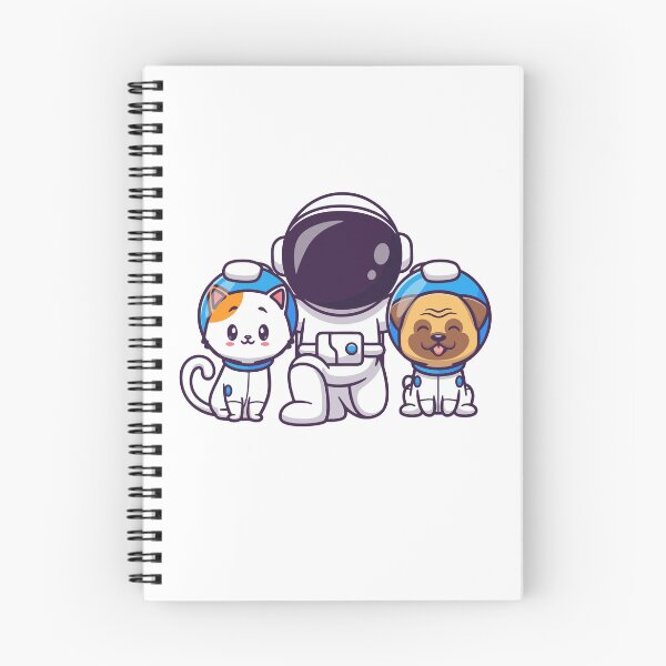 Item preview, Cute Astronaut with Cat and Pug Dog Space Explorer Cartoon designed and sold by mhkhlb.