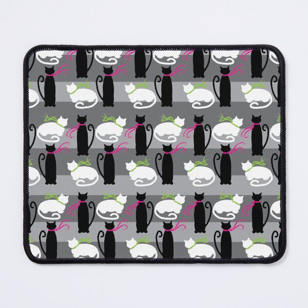 Item preview, Black & White Cozy Cats on Gray Horizontal Stripe designed and sold by Digitalmyth's Designs.