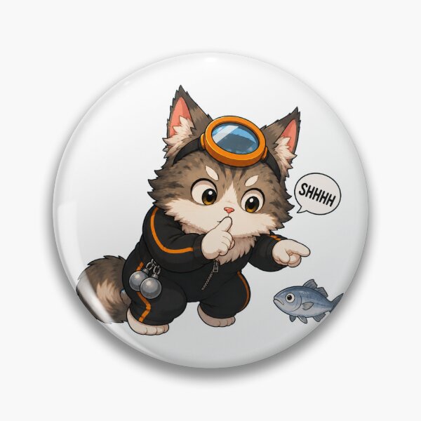 Item preview, KOREA HAENAM - Cute Chibi Maine Coon Cat Shhhh Fish Sticker designed and sold by KOREA-HAENAM.