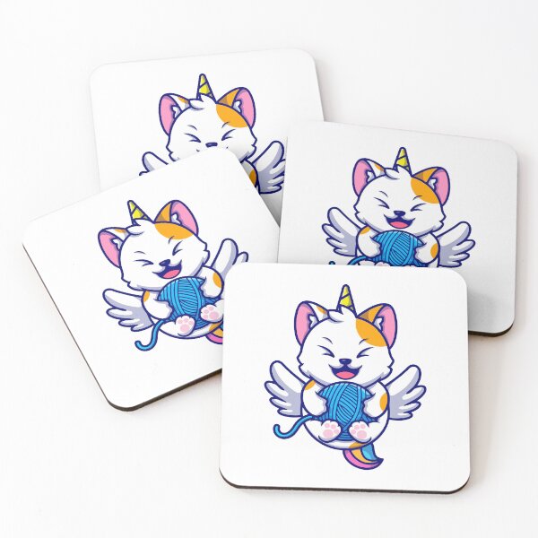 Item preview, Cute Caticorn Flying with Yarn Ball Pegasus Cat designed and sold by mhkhlb.