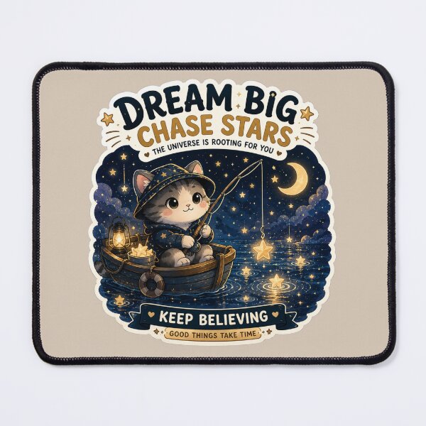 Item preview, Dream Big Chase Stars | Space Kawaii Cat designed and sold by Noxivora.
