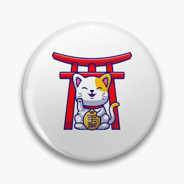 Item preview, Cute Lucky Cat Maneki Neko with Japanese Torii Gate designed and sold by mhkhlb.