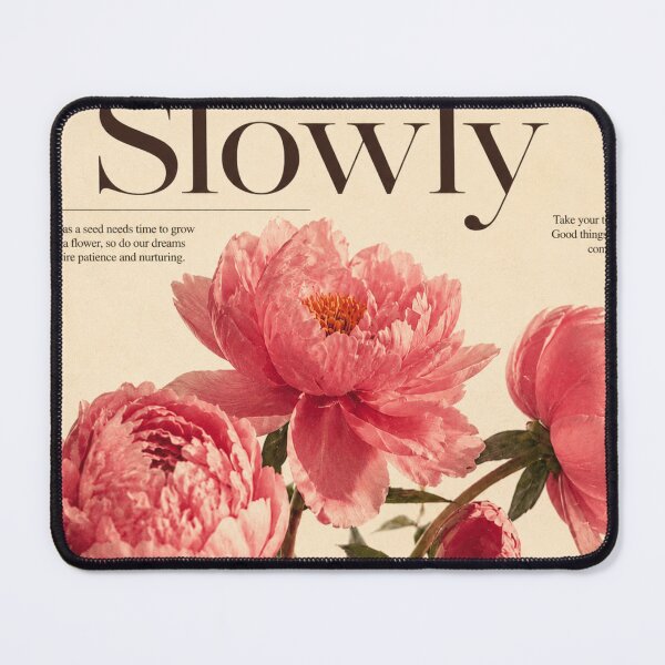 Item preview, Bloom Slowly – Vintage Floral Typography Poster | Pink Peony Editorial Wall Art designed and sold by Watchyyy.