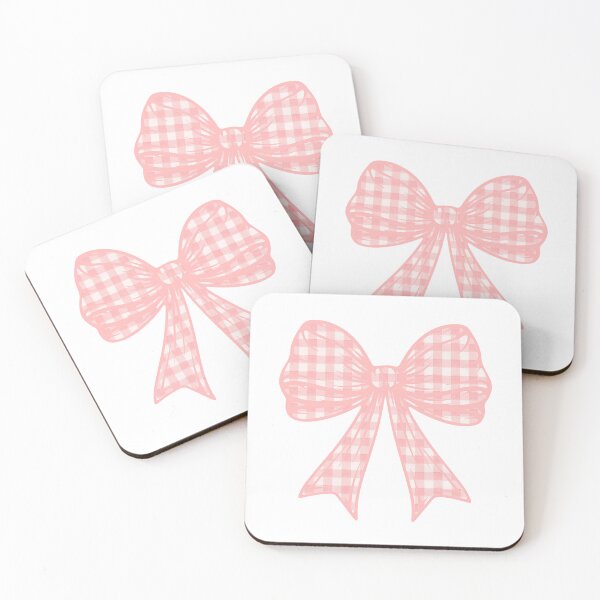 Item preview, Coquette Coral Pink Gingham Bow Aesthetic designed and sold by WillandWent.
