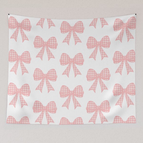 Item preview, Coquette Coral Pink Gingham Bow Aesthetic designed and sold by WillandWent.