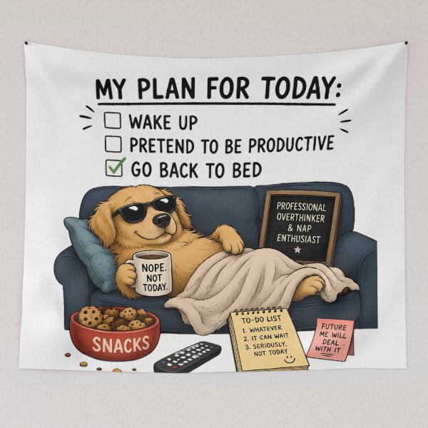 Item preview, My Plan for Today: Go Back to Bed – Funny Lazy Dog Meme Design designed and sold by 1234saad.