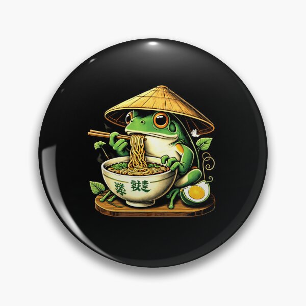 Item preview, Frog Eating Ramen Japanese Noodle Bowl Cute Food Art Meme designed and sold by MiALopezArt.