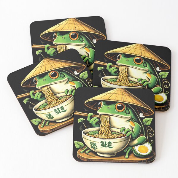 Item preview, Frog Eating Ramen Japanese Noodle Bowl Cute Food Art Meme designed and sold by MiALopezArt.