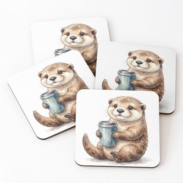 Item preview, Cute Little Otter with Travel Coffee Watercolor  designed and sold by danzys.