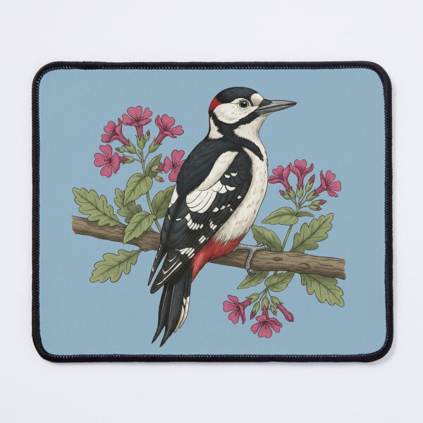 Item preview, Great Spotted Woodpecker Botanical Illustration designed and sold by BirdsnStuff.