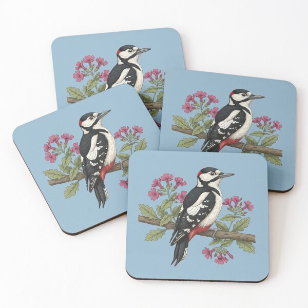 Item preview, Great Spotted Woodpecker Botanical Illustration designed and sold by BirdsnStuff.