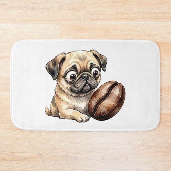 Item preview, Funny Cute Pug Dog with Coffee Bean Watercolor designed and sold by danzys.