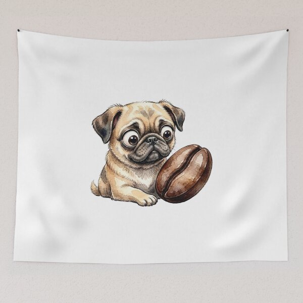 Item preview, Funny Cute Pug Dog with Coffee Bean Watercolor designed and sold by danzys.