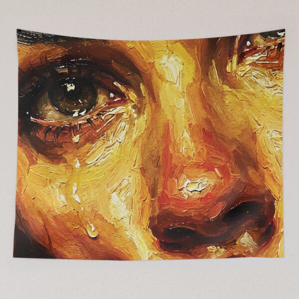 Item preview, Fiery Crying Woman Abstract Portrait Art designed and sold by RamyGallery.