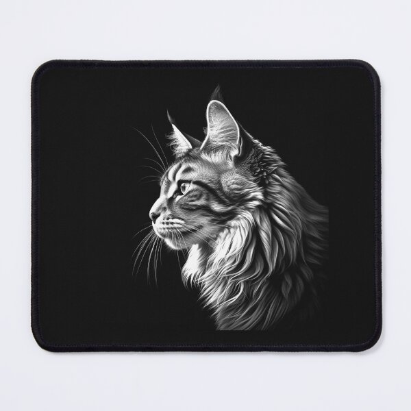 Item preview, Black and White Maine Coon Cat Profile – Elegant Feline Portrait designed and sold by inkoutninja.