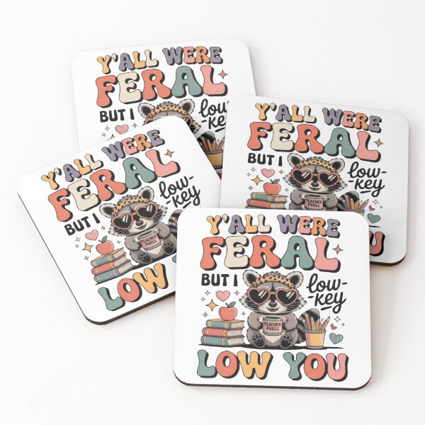 Item preview, Y’all Were Feral But I Low-Key Love You Funny Teacher Cute Raccoon Retro designed and sold by Zizo-DR44.