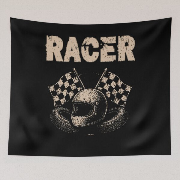 Item preview, Racer Vintage Helmet and Checkered Flags Graphic Track days motorsport fans racing driver pit crew designed and sold by Jt41.