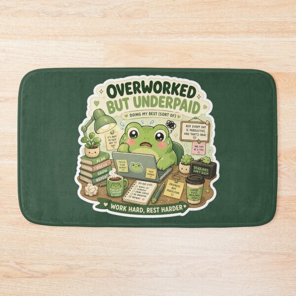 Item preview, Overworked & Underpaid | Kawaii Frog designed and sold by Noxivora.