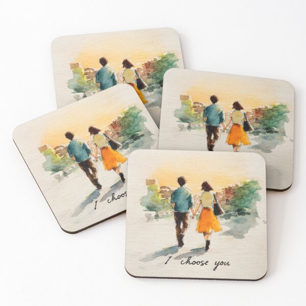 Item preview, Romantic Couple Walking Art – “I Choose You” Watercolor Illustration designed and sold by JaiSoftStudio.
