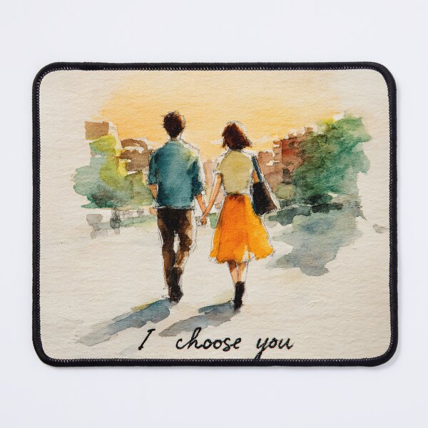 Item preview, Romantic Couple Walking Art – “I Choose You” Watercolor Illustration designed and sold by JaiSoftStudio.