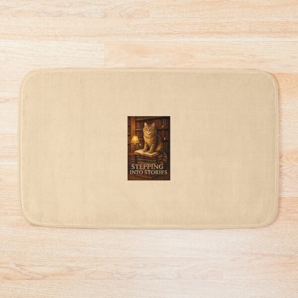 Item preview, Stepping Into Stories – Cozy Library Cat Reading Art designed and sold by Novel Works Studio.