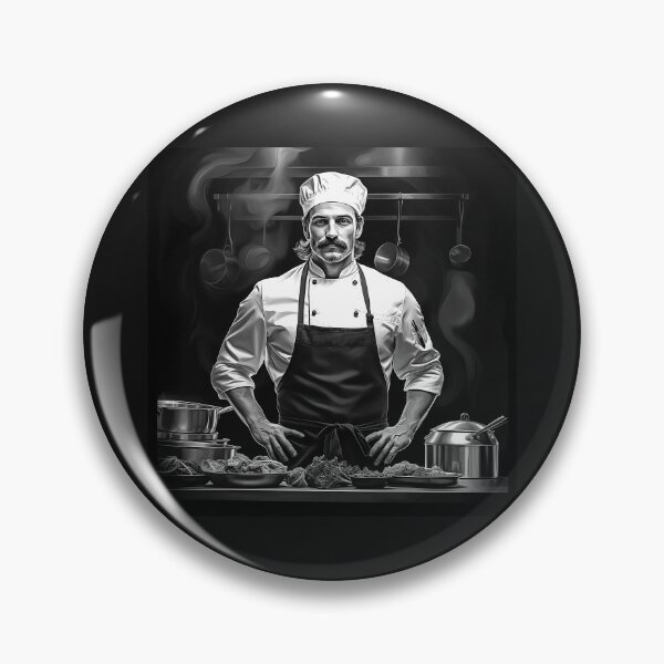 Item preview, Black and White Chef in Kitchen – Professional Culinary Art designed and sold by inkoutninja.