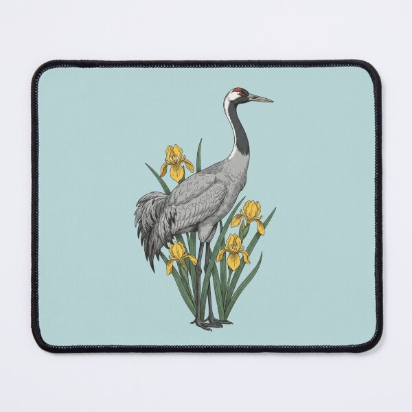 Item preview, Common Crane and Yellow Iris Botanical Illustration designed and sold by BirdsnStuff.