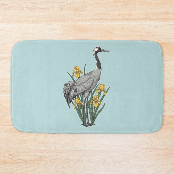 Item preview, Common Crane and Yellow Iris Botanical Illustration designed and sold by BirdsnStuff.
