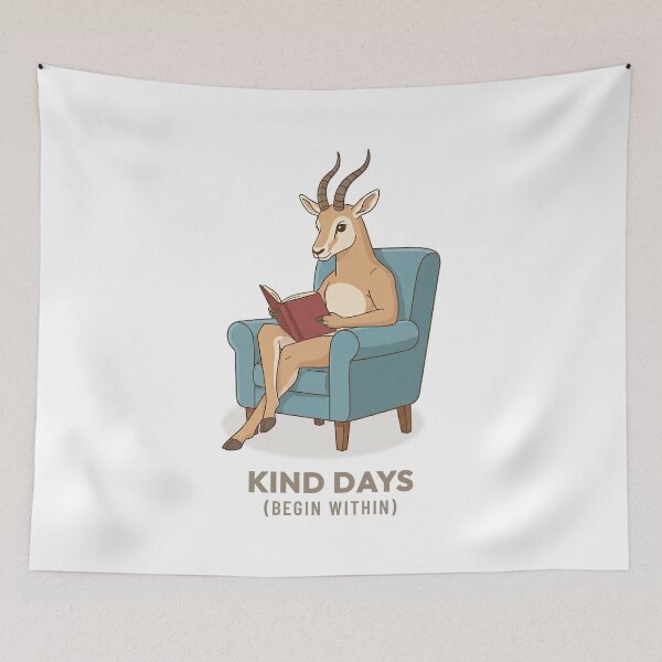 Item preview, Gazelle Reading Book Cozy Vintage Animal Slow Living Illustration designed and sold by Cozy Vintage Animal.