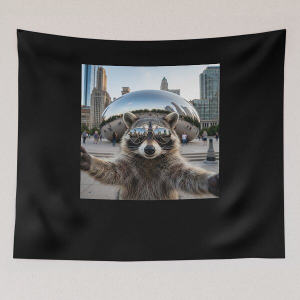 Item preview, Cool Raccoon Selfie Chicago The Bean Sunglasses designed and sold by snowry.