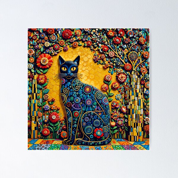 Item preview, Klimt Cat in Flower Garden  designed and sold by Vicky Brago-Mitchell®.
