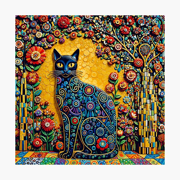 Item preview, Klimt Cat in Flower Garden  designed and sold by Vicky Brago-Mitchell®.