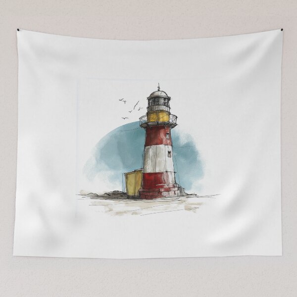 Item preview, Sketch Illustration of a Lighthouse designed and sold by Roxane Bay.