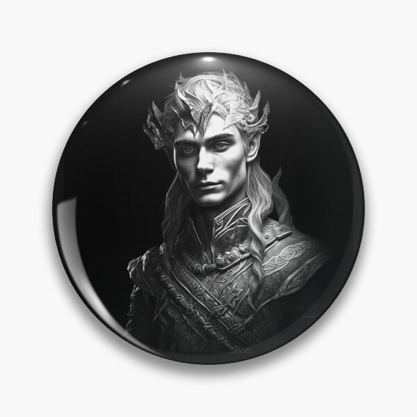 Item preview, Dark Fantasy Elf Prince Portrait – Black and White Warrior Art designed and sold by inkoutninja.