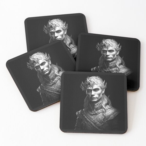 Item preview, Dark Fantasy Elf Prince Portrait – Black and White Warrior Art designed and sold by inkoutninja.
