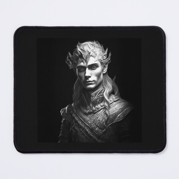 Item preview, Dark Fantasy Elf Prince Portrait – Black and White Warrior Art designed and sold by inkoutninja.