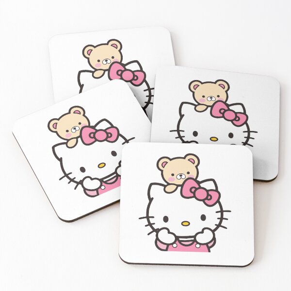 Item preview, Cute Kitty Bear Kawaii Cartoon | Pink Aesthetic Anime Style designed and sold by Pinpondesigns.