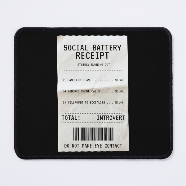 Item preview, Funny Introvert Social Battery Receipt Aesthetic designed and sold by CarlosOddities.