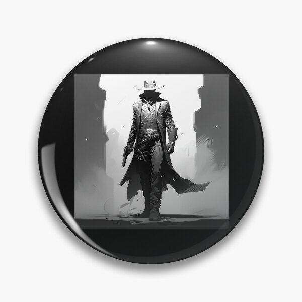 Item preview, Black and White Gunslinger Cowboy – Dark Western Outlaw Art designed and sold by inkoutninja.