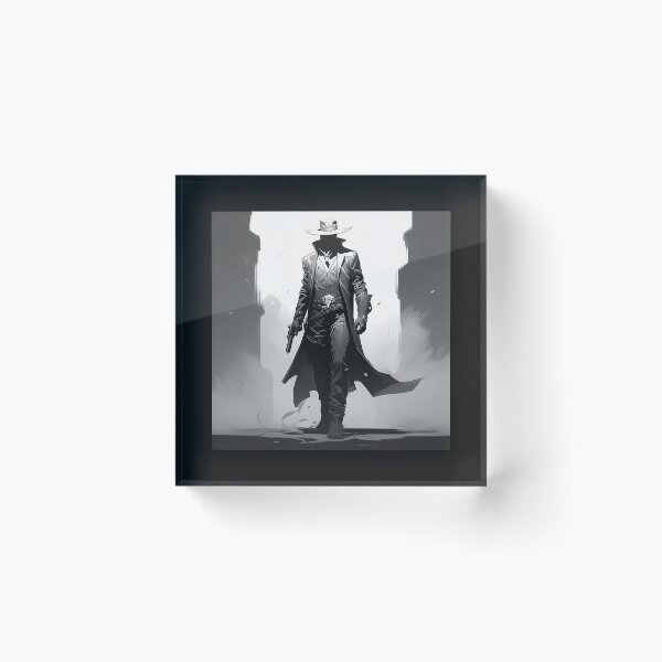Item preview, Black and White Gunslinger Cowboy – Dark Western Outlaw Art designed and sold by inkoutninja.