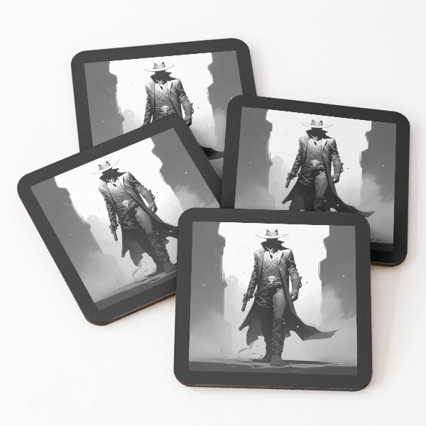 Item preview, Black and White Gunslinger Cowboy – Dark Western Outlaw Art designed and sold by inkoutninja.