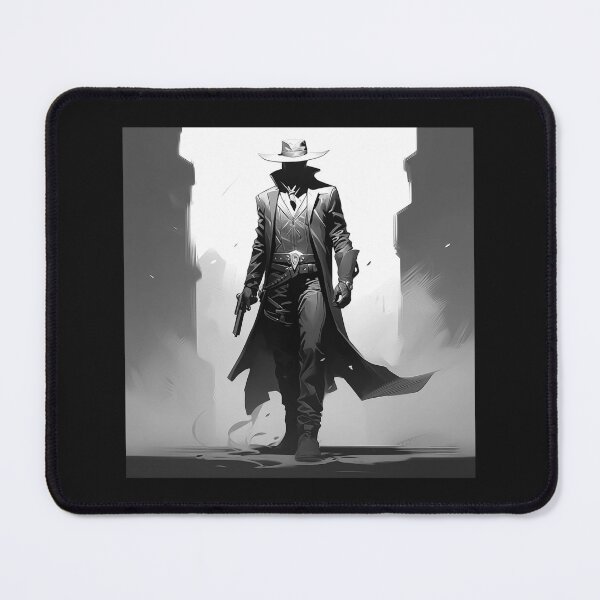 Item preview, Black and White Gunslinger Cowboy – Dark Western Outlaw Art designed and sold by inkoutninja.