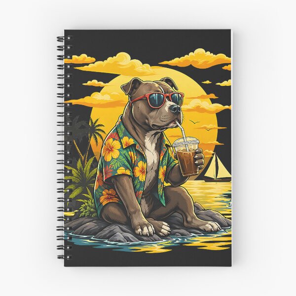 Item preview, Funny Pitbull Coffee Sunglasses Hawaiian Sunset Pittie Owner designed and sold by Littermin.