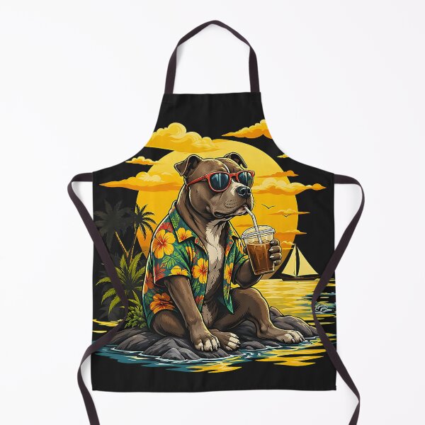 Item preview, Funny Pitbull Coffee Sunglasses Hawaiian Sunset Pittie Owner designed and sold by Littermin.