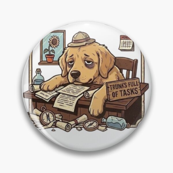 Item preview, Overworked Golden Retriever Desk Wok Life designed and sold by Northern Glow Art.