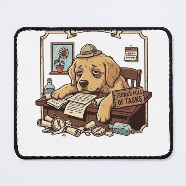 Item preview, Overworked Golden Retriever Desk Wok Life designed and sold by Northern Glow Art.