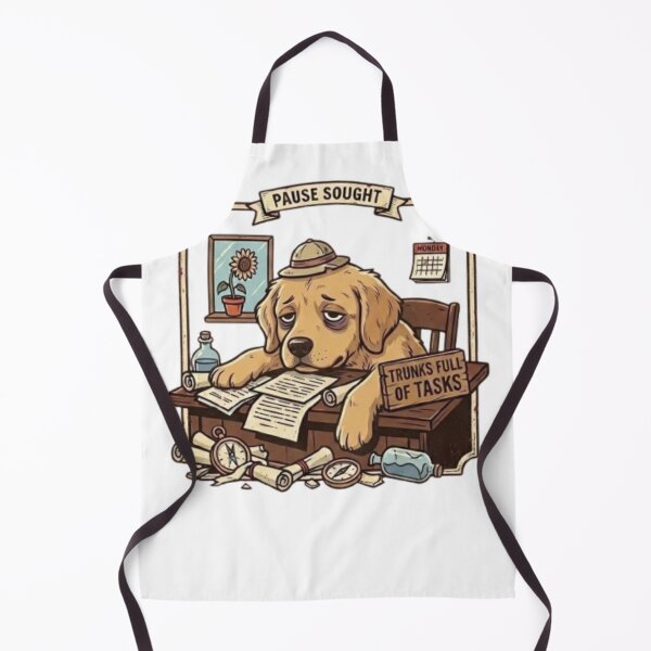 Item preview, Overworked Golden Retriever Desk Wok Life designed and sold by Northern Glow Art.