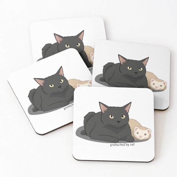 Item preview, Protected By Cat Cute Cat And Ferret Best Friends designed and sold by CoolDanaDesign.
