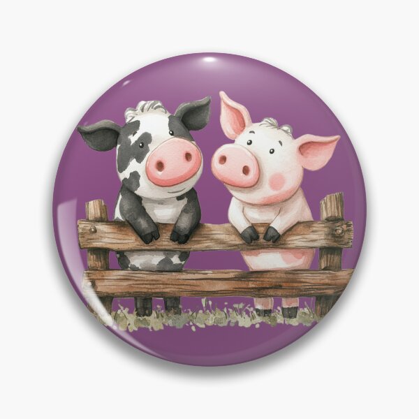 Item preview, Cute Cow and Piglet on Fence Cottagecore Aesthetic designed and sold by NotasCreativa.