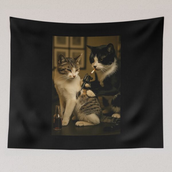 Item preview, Vintage Cat Smoking Tattoo Meme designed and sold by suhairee-studio.